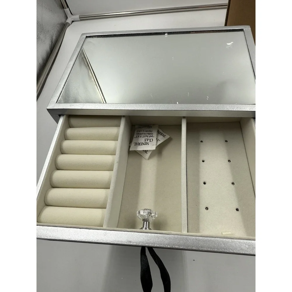 Gifturbo 3‎ Layer Mirror Glass Jewelry Box For Women Girls Jewelry Organizer Box